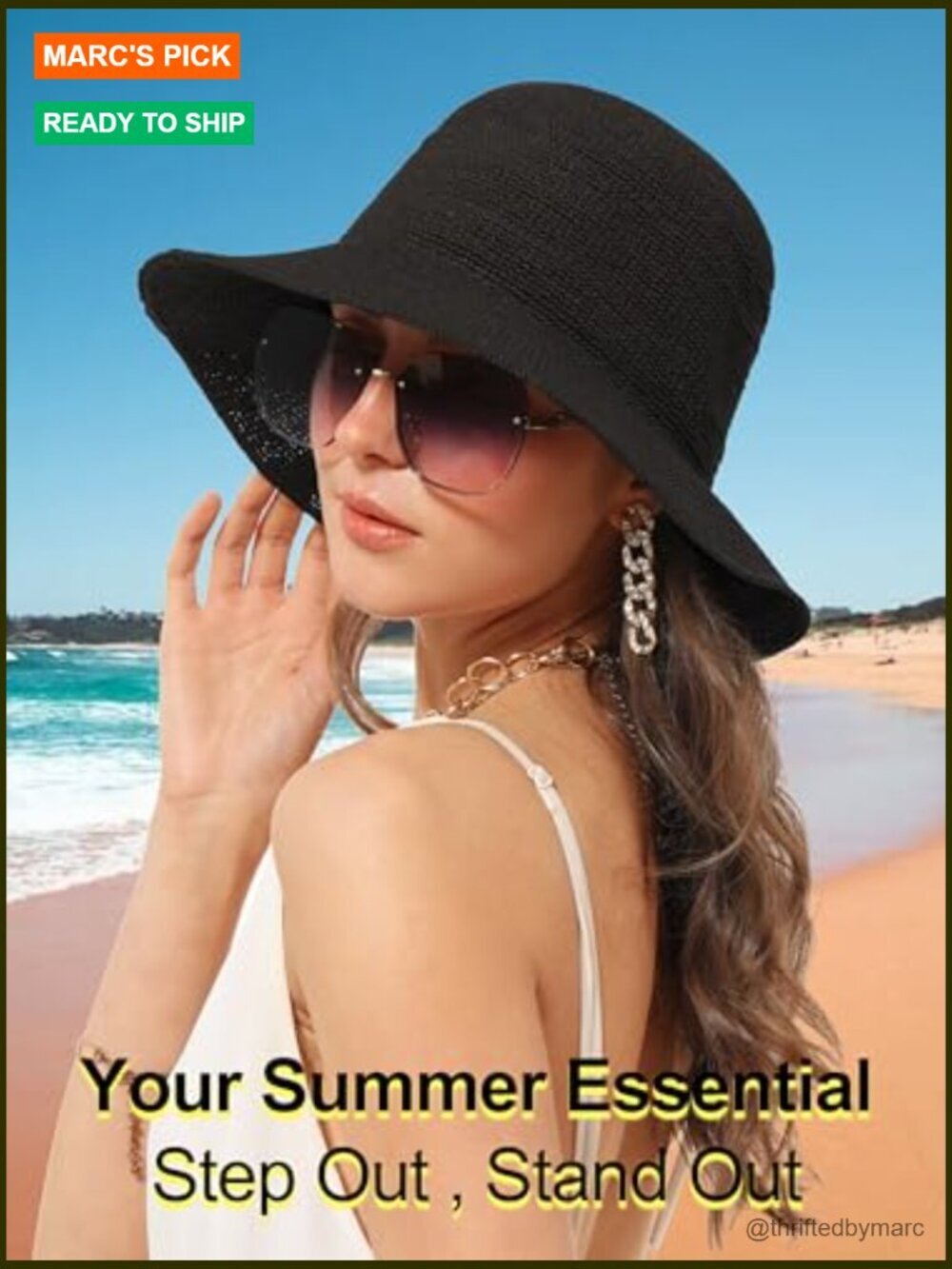 Hand Woven Straw Bucket Hat UPF 50+ Foldable Travel Sun Hat - Picture 2 of 7